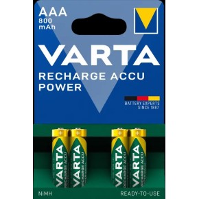  Аккумулятор VARTA RECHARGEABLE ACCU AAA 800mAh BLI 4 NI-MH (READY 2 USE) (56703101404)