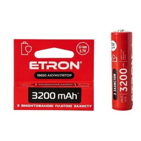 Акумуляторна батарейка Etron Ultimate Power 18650 3200mAh з захистом (18650-Р-3200)