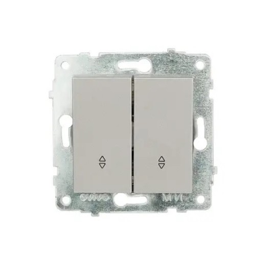 Механизм выключателя 2-го проходного врезн.10A 220V IP20 Ovivo Grano серебряный (600-000210-211)