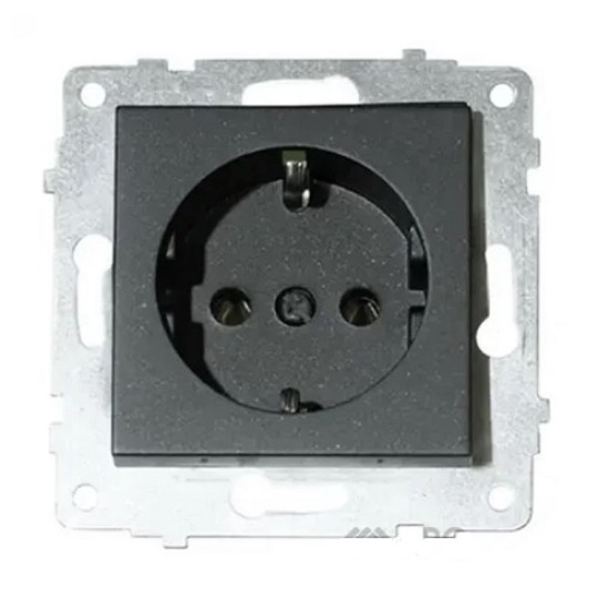 Механизм розетки 1-й с з/к врезн.16A 220V IP20 Ovivo Grano черный (600-000317-217)