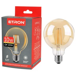 Світлодіодна філаментна лампа ETRON Filament G95 10W E27 2700K позолочене скло