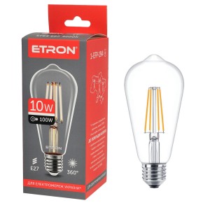 Світлодіодна філаментна лампа ETRON 1-EFP-194 10W 4200K ST64 E27 прозоре скло