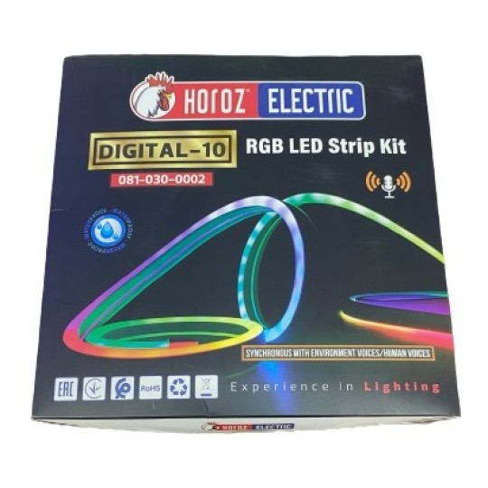 Світлодіодна стрічка Horoz Electric LED RGB 60led/10W/200Lm/м 220V/12V-24V IP65 10м DIGITAL-10 (081-030-0002-010)