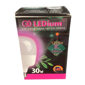 Фітолампа світлодіодна LEDium Т120 30W 2400Lm Е27 AC170-270V (32353)