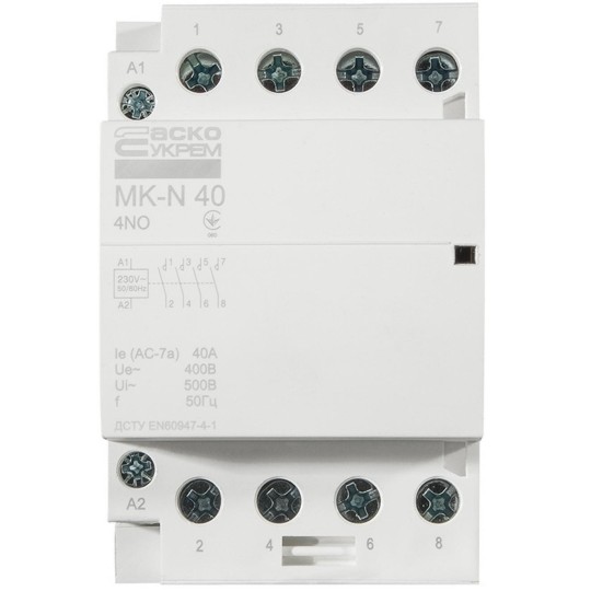 Модульний контактор Аско MK-N 4P 40A 4NO 220V A0040030033