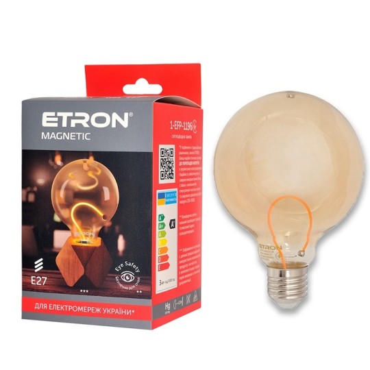 Лампа світлодіодна Etron Filament 3W 1800K G95 E27 (1-EFP-1196)