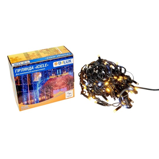 Гирлянда наружная Delux Icicle 75 LED 2x0.7 м (90020895)