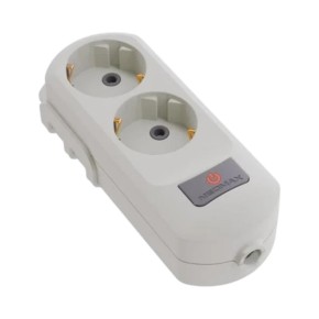 Колодка подвійна Neomax з заземленням з кнопкою Біла (NX503200)