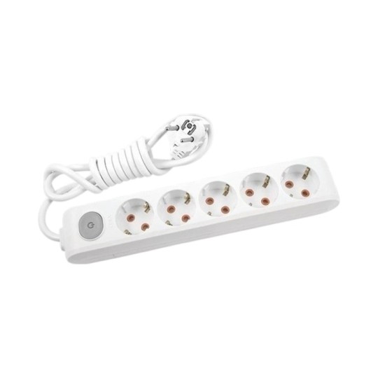 Удлинитель Viko Multi-Let 5 гнезд 5 м с заземлением с кнопкой Белый (90118505)