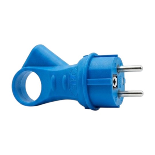 Вилка каучуковая ERKA 4003-5 16A с ручкой синяя