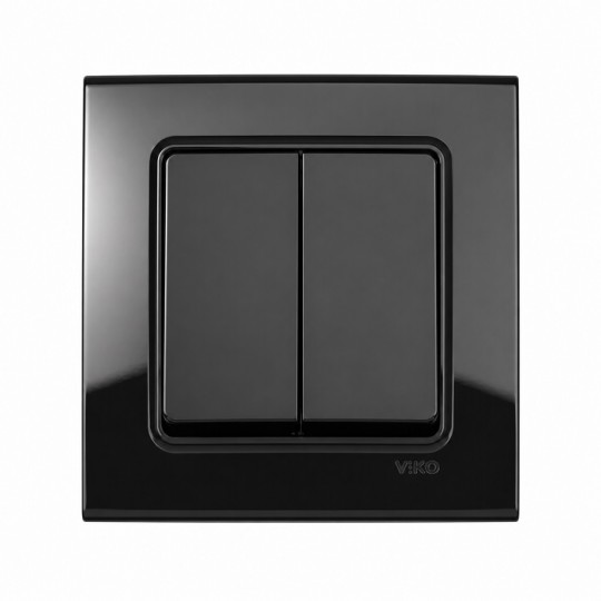 Выключатель двухклавишный Viko Linnera S Черный (91402002)