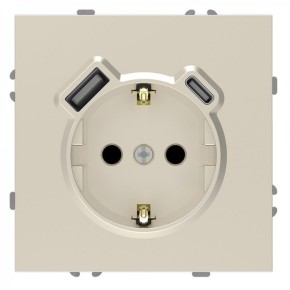 Розетка одинарная Ardero Soft с USB-A и Type-C шампань ER123USB-C (8680)