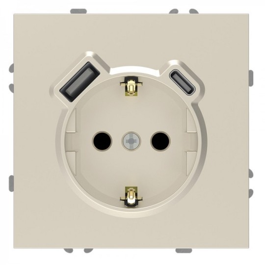 Розетка одинарна Ardero Soft із USB-A та Type-C шампань ER123USB-C (8680)