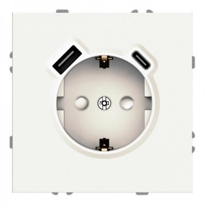 Розетка одинарная Ardero Soft с USB-A и Type-C белая ER123USB-W (8636)