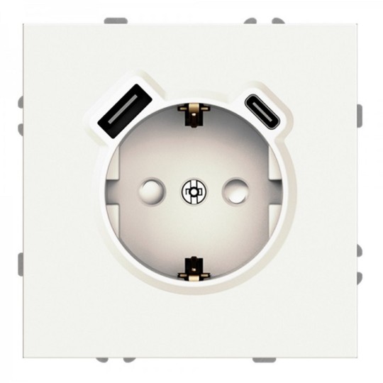 Розетка одинарная Ardero Soft с USB-A и Type-C белая ER123USB-W (8636)