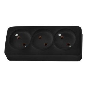 Розетка потрійна Horoz Electric Power Max-3 накладна чорна (112-012-0001-020)