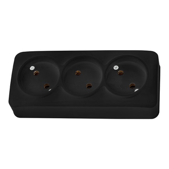 Розетка потрійна Horoz Electric Power Max-3 накладна чорна (112-012-0001-020)