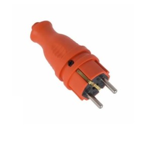 Вилка каучукова Horoz Electric пряма 16А 250V помаранчева (800-401-002)
