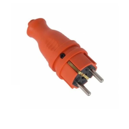 Вилка каучуковая Horoz Electric прямая 16А 250V оранжевая (800-401-002)