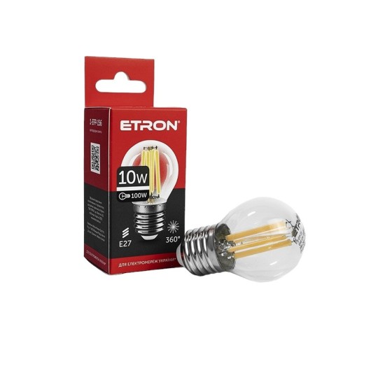 Лампа світлодіодна ETRON Filament Power G45 E27 10W 4200K clear glass (1-EFP-156)