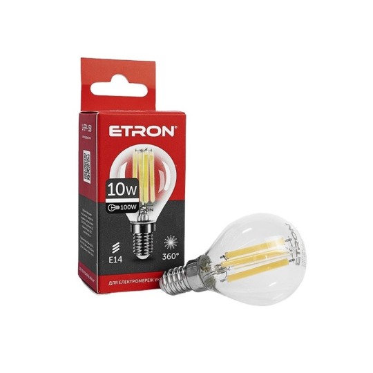 Лампа светодиодная Etron Filament Power G45 E14 10W 4200K clear glass (1-EFP-158)