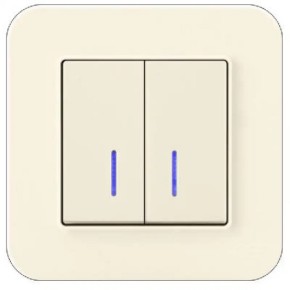 Вимикач двоклавішний Gunsan Radius з підсвіткою крем 01 37 12 00 100 104