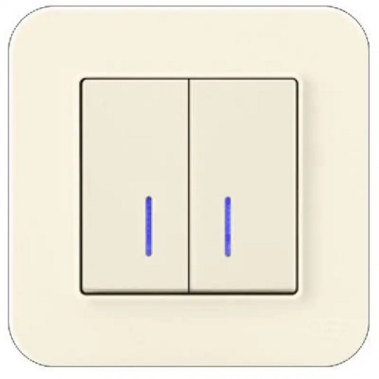 Выключатель двухклавишный Gunsan Radius с подсветкой крем 01 37 12 00 100 104