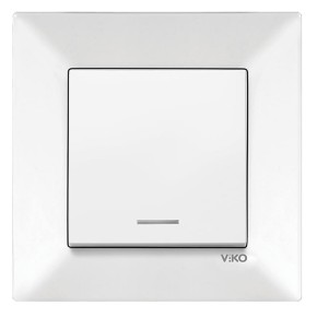  Выключатель одноклавишный Viko Meridian с подсветкой белый (90970019-WH)