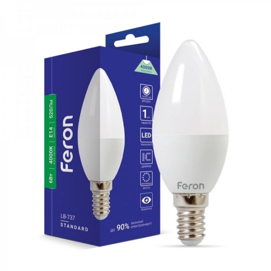 Лампа светодиодная Feron LB-737 С37 6W E14 4000K (5035)