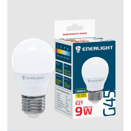 Лампа светодиодная ENERLIGHT G45 9Вт 3000K E27