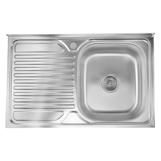 Кухонна мийка накладна Fornax 50x80х15 см (AISI 201) 0.5 мм Z5825 L (фартух зліва)