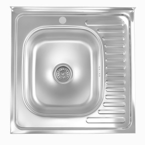 Кухонна мийка накладна Fornax 60x60х18 см (AISI 304) 0.6 мм Z6636 RD (фартух праворуч)