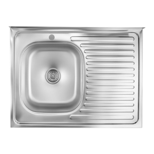 Кухонна мийка накладна Fornax 60x80х15 см (AISI 201) 0.5 мм Z6825 R (фартух праворуч)