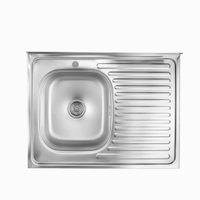 Кухонна мийка накладна Fornax 60х80х14 см (AISI 201) 0.4 мм Z6824R (фартух праворуч)