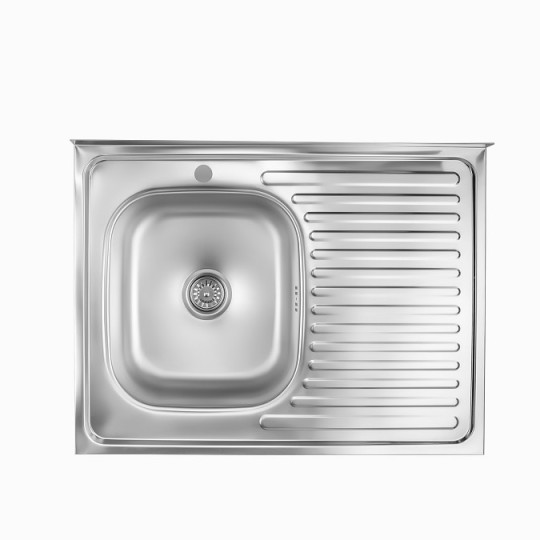 Кухонна мийка накладна Fornax 60х80х14 см (AISI 201) 0.4 мм Z6824R (фартух праворуч)