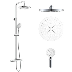 Система душова CENTRUM SR (термостат для ванни, верхній душ 255 мм ABS круг, ручний душ 113 мм 3 режими, шланг 170 см) білі