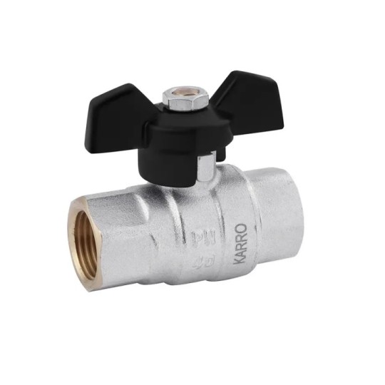 Кран шаровый Karro Perfect 1/2" ВВ черный бабочка {120/12}