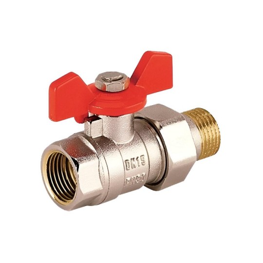 Кран шаровый Karro 3/4" с американкой красный бабочка {100/10}