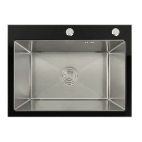Мийка кухонна Valeso Handmade Black Glass 60х45 см скляна 