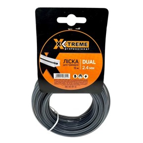 Леска для мотокосы Квадрат с сердечником X-TREME DUAL 2.4 мм x 15 м серая (126621)