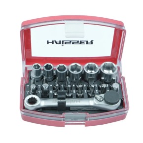 Набор торцевых головок Haisser с трещоткой 1/4" 24 элемента (137323)