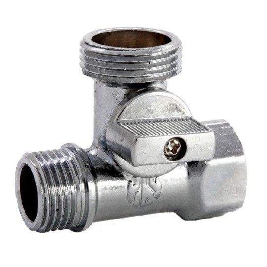 Кран трьохходовий ASCO 1/2"х3/4"х1/2" для пральної машини (AS-AV04)