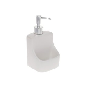 Дозатор для жидкого мыла (средства для мытья посуды) 400 мл с местом для губки, цвет - белый 851-292