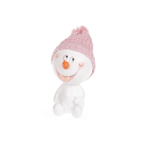 Декоративна фігурка Сніговічок у шапці, 16см, колір - рожевий 559-421