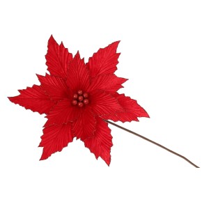 Декоративна квітка Пуансетія 29см, довжина ніжки 50см, колір - червоний 807-274