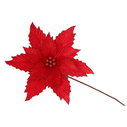 Декоративный цветок пуансетия 29см, длина ножки 50см, цвет - красный 807-274
