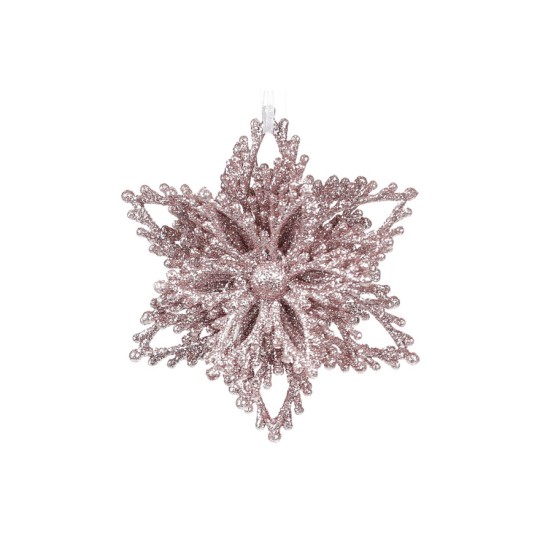 Ялинкова прикраса BonaDi Сніжинка 9.5 см світло-рожевий (788-859)