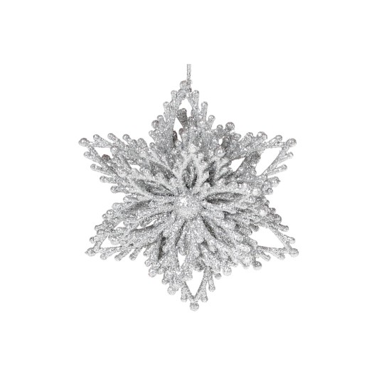 Ялинкова прикраса Сніжинка 9.5см, колір - срібло 788-871