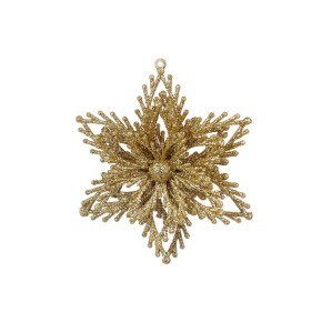 Елочное украшение Снежинка 12 см, цвет - золото 788-523