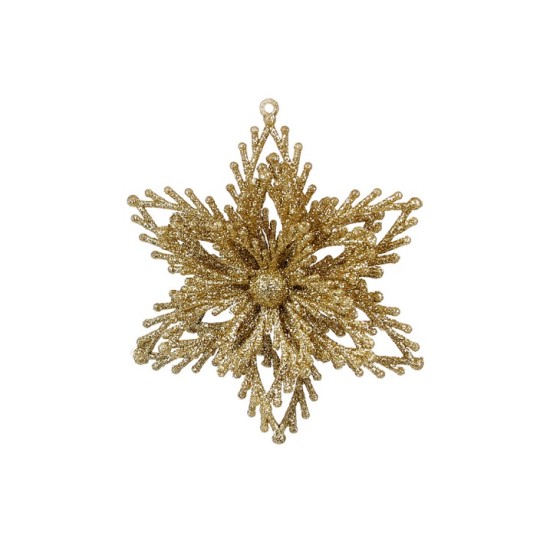 Елочное украшение Снежинка 12 см, цвет - золото 788-523